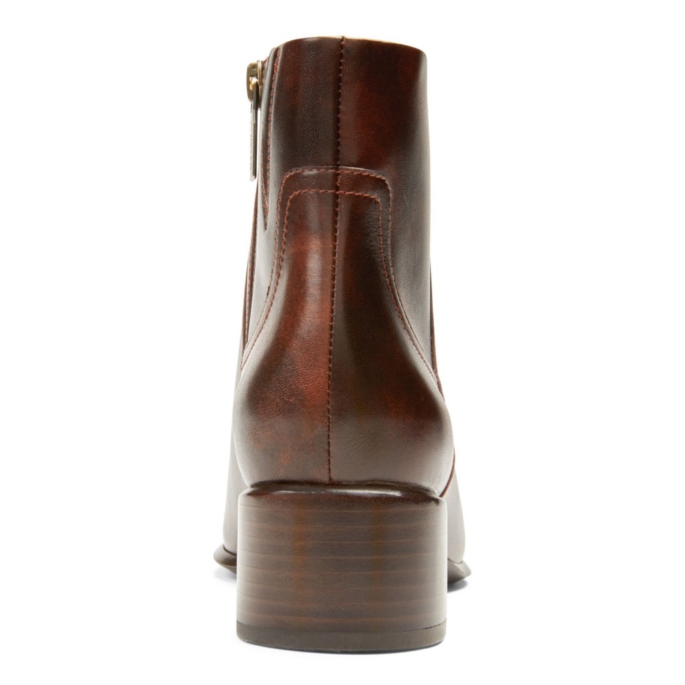 Vionic Kamryn Brown Leather Side Zip Booties Sz 9.5 waterproof - Picture 3 of 9